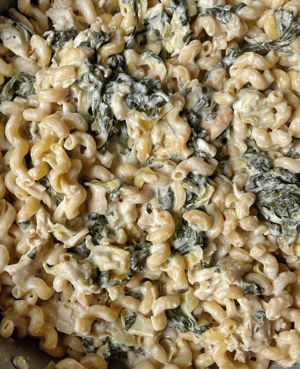 Spinach artichoke chicken pasta