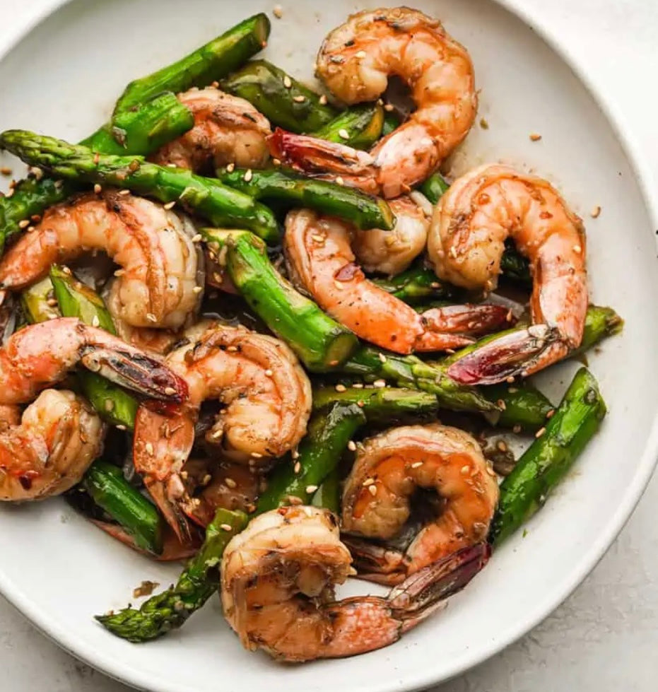 Shrimp and asparagus stir fry