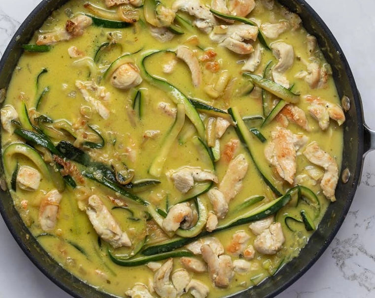Spicy coconut chicken and zucchini