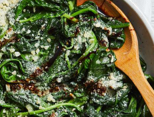 Balsamic and parmesan wilted spinach