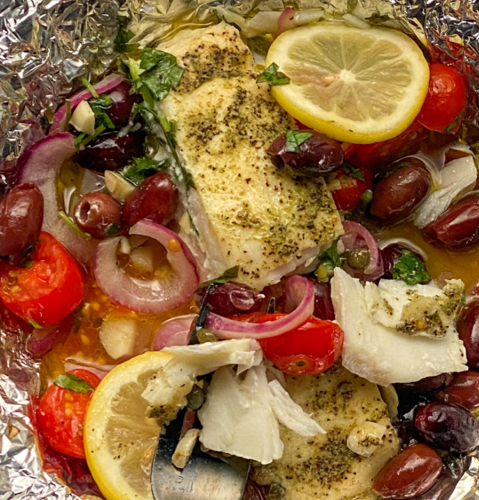 Mediterranean fish packets (salmon, cod or shrimp)