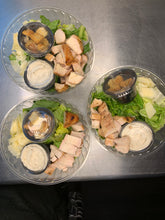 Load image into Gallery viewer, Caesar salad with grilled chicken, shrimp or roasted chickpeas
